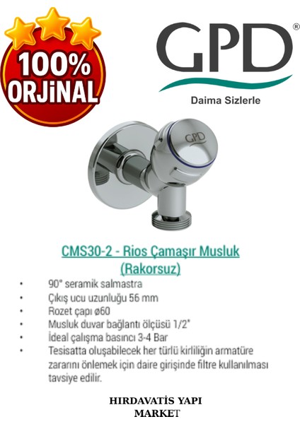 CMS30-2 Çamaşır Musluk (Rakorsuz) fırsatları