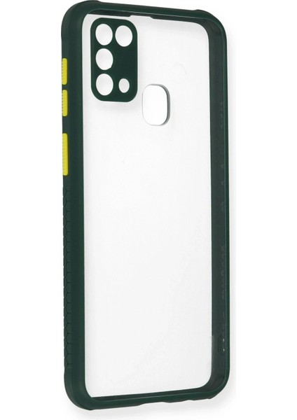 Samsung Galaxy M31 Kılıf Miami Şeffaf Silikon - Koyu Yeşil - TOA6701-8189