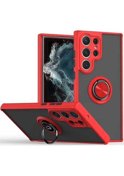 Samsung Galaxy S25 Ultra Kılıf Montreal Yüzüklü Silikon Kapak - Kırmızı - TOA9087-4281
