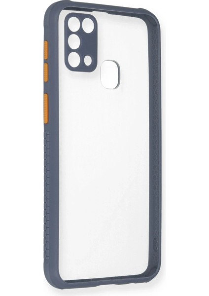 Samsung Galaxy M31 Kılıf Miami Şeffaf Silikon - Gri Arbkd