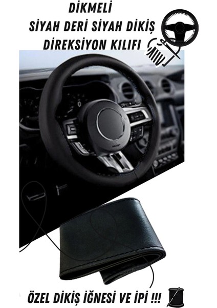 Fiat Brava Uyumlu Dikişli Siyah Deri Oto Direksiyon Kılıfı ve Vites Körüğü 2'li Set fiyatları