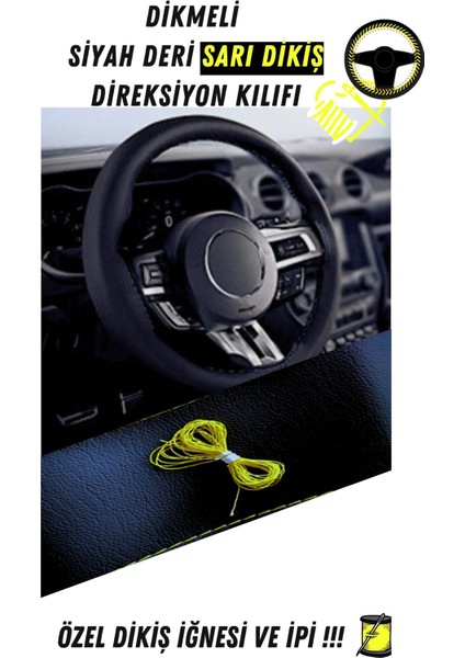 Kia Picanto Uyumlu Dikişli Siyah Deri Oto Direksiyon Kılıfı ve Vites Körüğü 2'li Set fiyatları