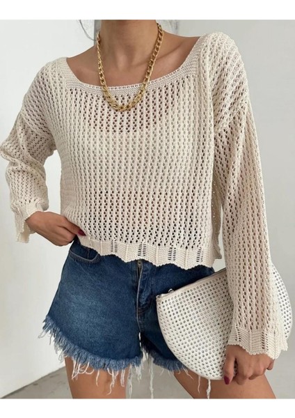 Ajurlu Kadın Bluz – Yazlık Triko Örgü Model – Standart Beden