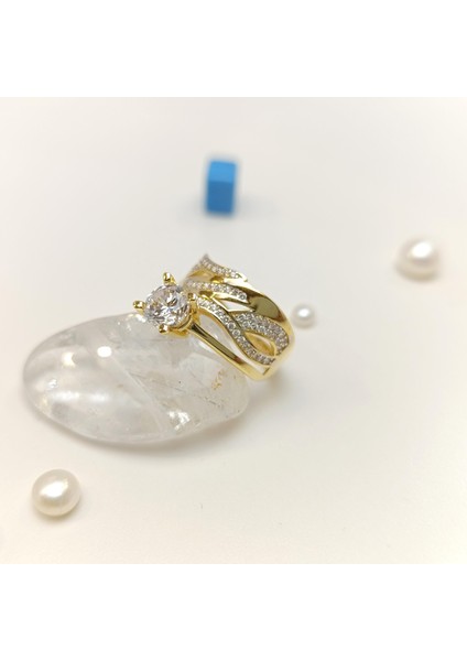 Bitişik Alyans Tek Taşlı Yüzük 14 Ayar Altın Hd Videolu