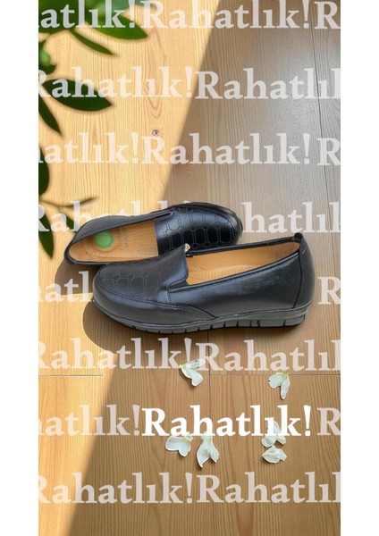 Kadın Topuk Dikenine Özel Ortopedik Düz Deri Taban Anne Ayakkabısı