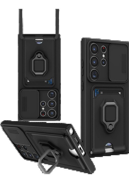 Samsung Galaxy S25 Ultra Kılıf Zuma Kartvizitli Yüzüklü Silikon - Siyah - TOA7450-8968