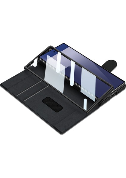 Galaxy Z Fold 7 Kılıf Kamera Korumalı Kadife Tasarımlı Zore Kıpta Kalem Bölmeli Fest Kapak modelleri