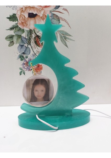 Epoksi Reçine Kırılmaz 18X18 cm Ebadında Çam Ağacı Şekilli ışıklı baş ucu ve geçe lanbalı Resimlik fiyatları