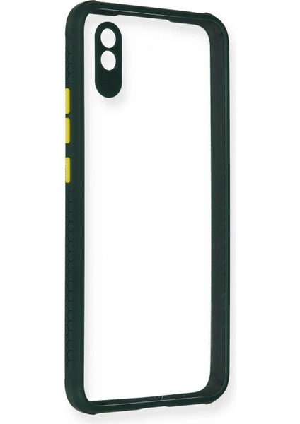 Xiaomi Redmi 9A Kılıf Miami Şeffaf Silikon - Koyu Yeşil Arbkd