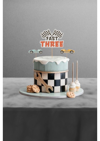 Retro Araba Temalı Fast Three 3 Yaş Doğum Günü Parti Seti - Arabalı Doğum Günü Konsepti - Midi fırsatları
