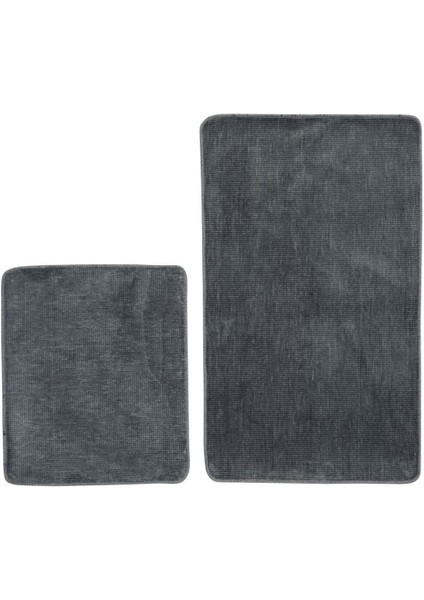 Koyu Gri 2'li Banyo Paspas Seti, Yumuşak ve Dayıklı, Şık Tasarım
