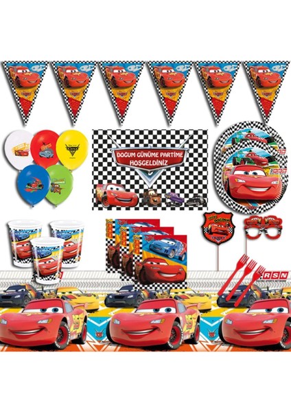 Kırmızı Şimşek Mcqueen Arabalar Doğum Günü Parti Malzemeleri Seti