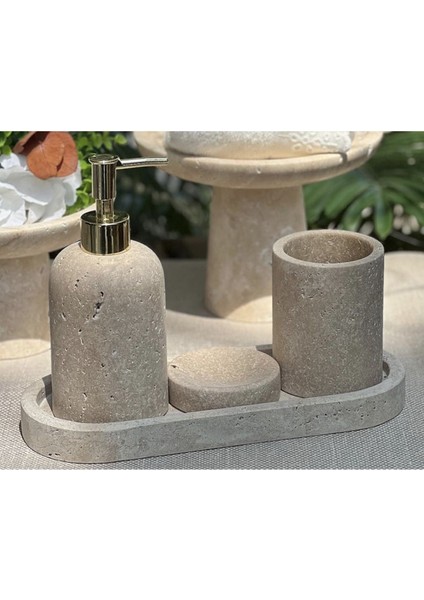 Beyaz Mermer 4'lü Banyo Seti, Şık ve Modern Dekorasyon Için Ideal. modelleri