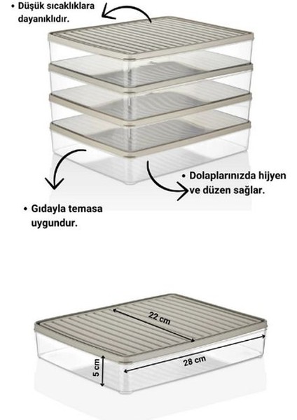 Buzdolabı ve Mikrodalga Saklama Kabı / Organizeri Krem 4 Adet ( 4 x 2800ML ) fiyatları