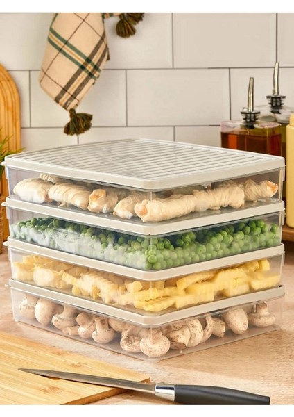 Buzdolabı ve Mikrodalga Saklama Kabı / Organizeri Krem 4 Adet ( 4 x 2800ML ) modelleri