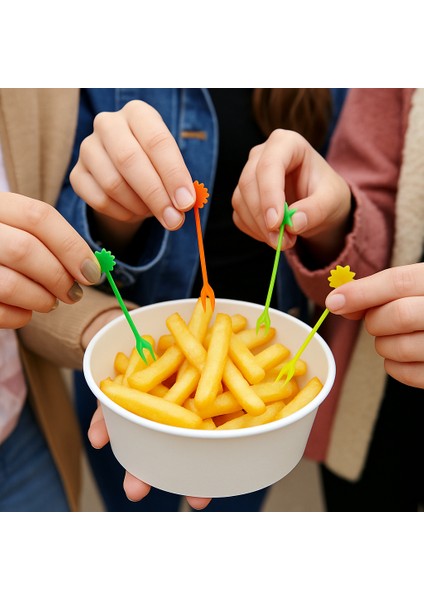 Plastik Cips Çatalı 50 Adet -Tek Kullanımlık Plastik Cips Çatalı- Cips Kürdanı- Kanepe Çatalı- Meyve Catalı fiyatları