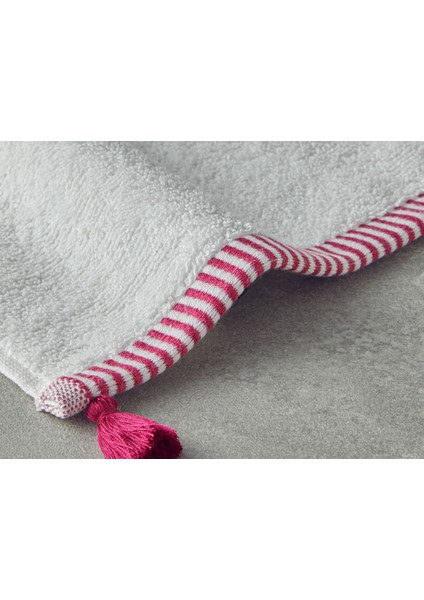 Renkli Çizgili Pamuk Yüz Havlusu Ekru-Fuşya, Yumuşak ve Şık Tasarım fiyatları