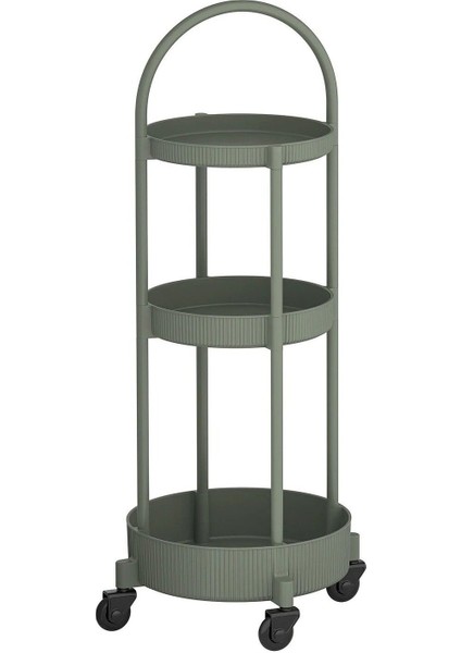3 Katlı Tekerlekli Servis Arabası, 36X36X86 Cm, Yeşil, Kulplu, Plastik Raf fiyatları