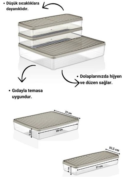 Vıtabox Buzdolabı ve Mikrodalga Saklama Kabı / Organizeri Beyaz 3 Adet (1x 2800ML- 2x 1000ML) indirimleri