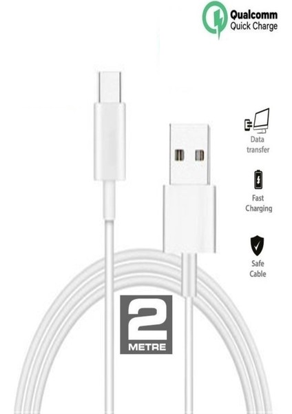 Honor View 30 Pro Uyumlu Hızlı Şarj ve Data Kablosu 2.1 Amper 2 Metre