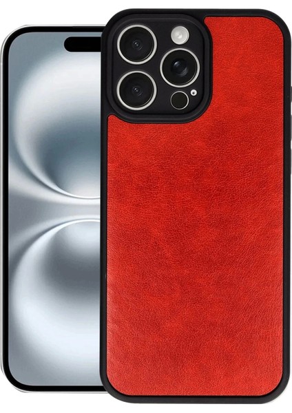 iPhone 16 Pro Max Kılıf Aras Deri Kapak - Kırmızı