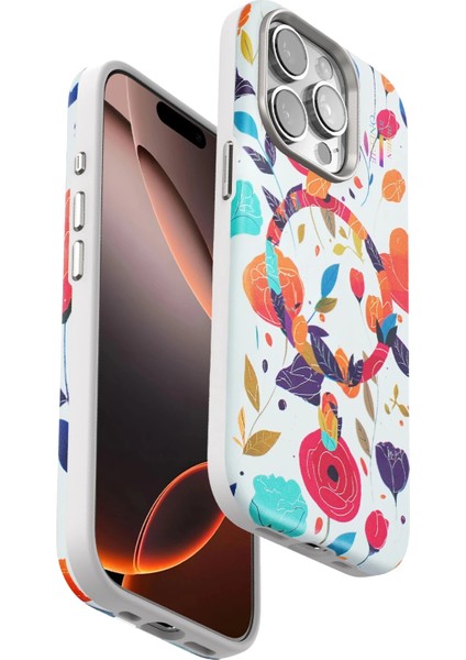 Onegif Iphone 14 Pro Flower Series Magsafe Kapak - Beyaz Arbkd