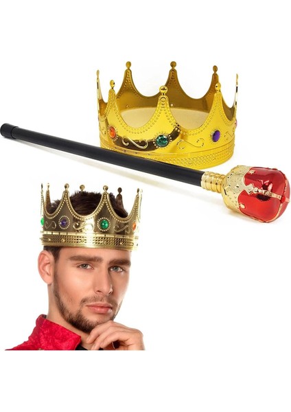 Renkli Kral Tacı ve Topuzlu Asası Seti, Eğlence ve Kutlamalar Için Mükemmel!