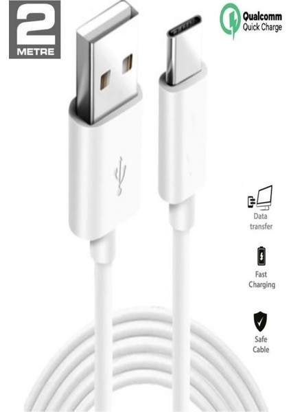 Htc U Ultra Uyumlu Hızlı Şarj ve Data Kablosu 2.1 Amper 2 Metre