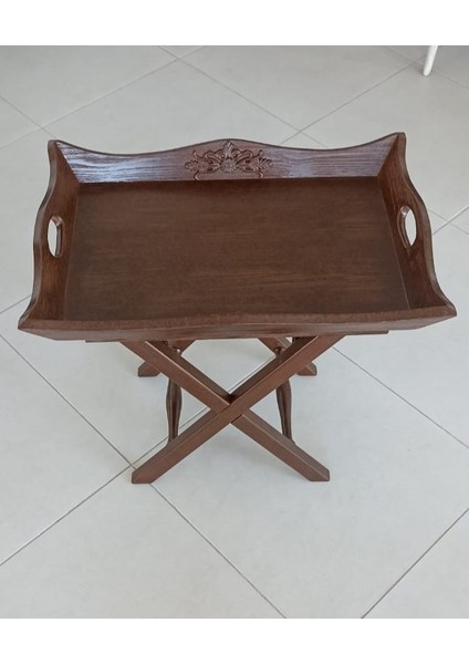 TEPSİ SEHPA KAHVERENGİ LADİN AĞACI ÜRETİM (AYRILABİLİR AYAK)