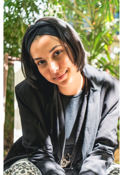 Siyah Çapraz Şık Bandana, Pamuklu, Saç Bandanası, Saç Bandı Kadın Geniş Bandana Chic Buff modelleri