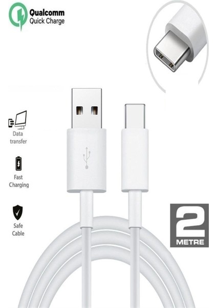 Htc U Ultra Uyumlu Hızlı Şarj ve Data Kablosu 2.1 Amper 2 Metre indirimleri