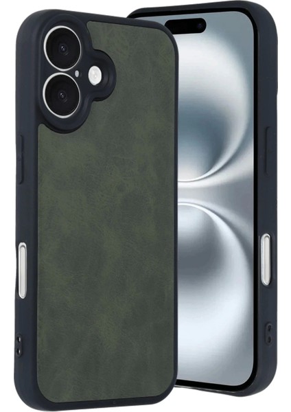 iPhone 16 Kılıf Aras Deri Kapak - Koyu Yeşil