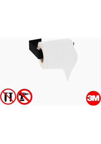Mat Siyah Yapışkanlı Tuvalet Kağıtlık, Pratik ve Şık Tasarım