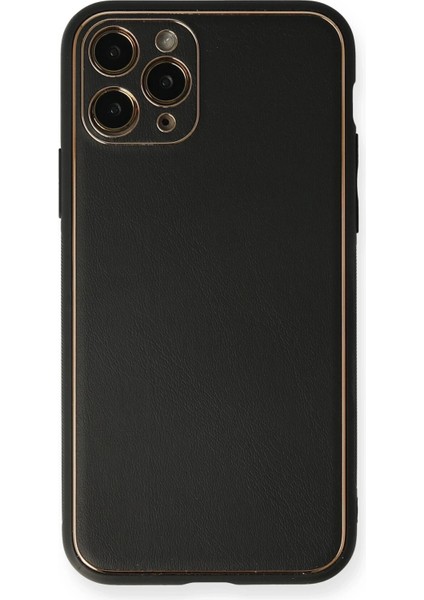 Iphone 11 Pro Kılıf Coco Deri Silikon Kapak - Siyah Arbkd