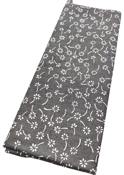 120X50 cm Pamuklu Astarlık Kumaş Gri Çıtır Çiçek Desen