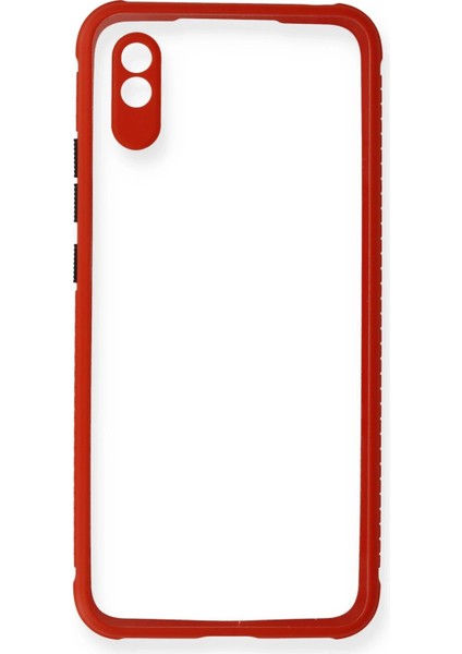 Xiaomi Redmi 9A Kılıf Miami Şeffaf Silikon - Kırmızı Arbkd fiyatları