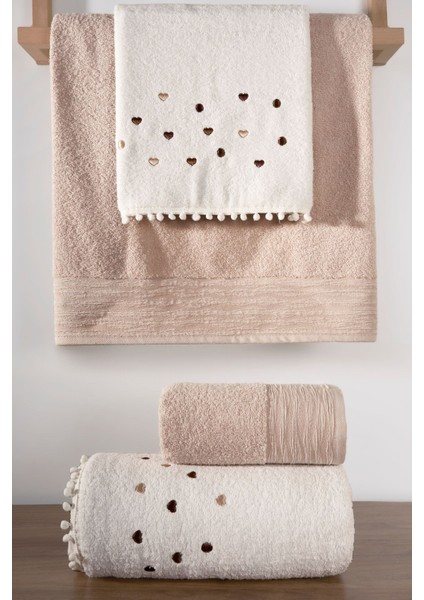 4'lü Kalpli Ponponlu Banyo ve Saç Havlusu Seti, Yumuşak, Hızlı Kuruyan ve Dayanıklı fiyatları