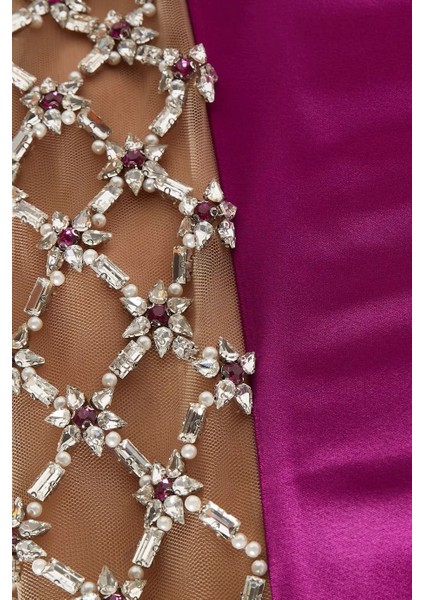 Meliora Mor Saten Cape Detaylı Işıltılı Abiye Elbise fırsatları