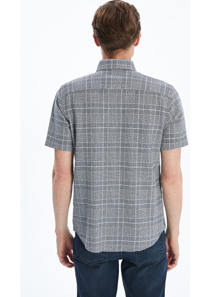 Yeni Sezon Regular Fit Kisa Kollu Ekose Poplin Erkek Gomlek - S5KS94Z8 fırsatları