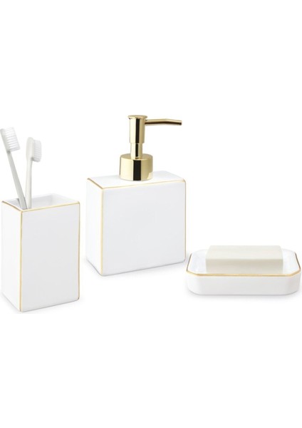 Şık 3'lü Banyo Seti, Parlak Altın Renk, Huzurlu ve Zarif Tasarım fiyatları
