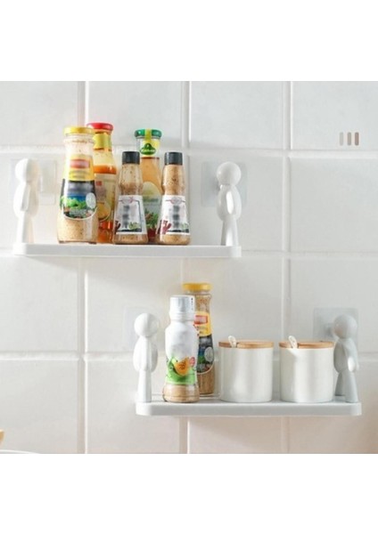 Banyo ve Mutfak Için Şık Yapışkanlı Figürlü Pratik Raf ve Askılık Seti