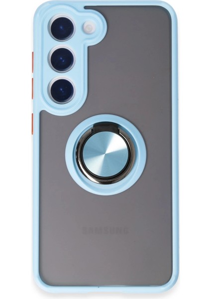 Samsung Galaxy S23 Kılıf Montreal Yüzüklü Silikon Kapak - Buz Mavi Arbkd