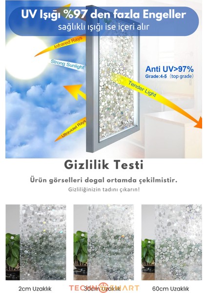 Çakıl Taşı Desenli Statik Cam Filmi – 60X100 cm | Rulo Halinde | Efektli indirimleri