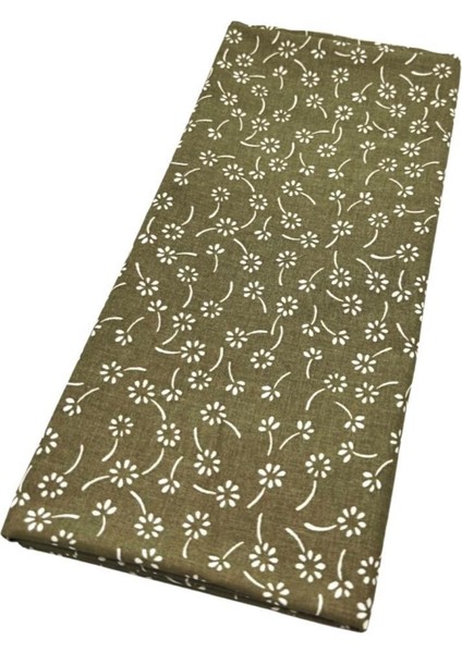 120X50 cm Pamuklu Astarlık Kumaş Yeşil Çıtır Çiçek Desen