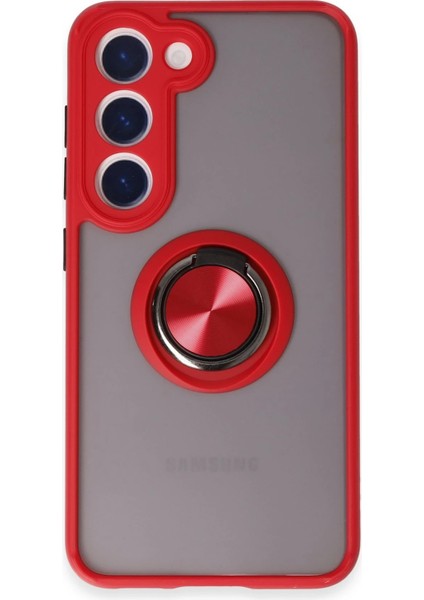 Samsung Galaxy S23 Kılıf Montreal Yüzüklü Silikon Kapak - Kırmızı Arbkd