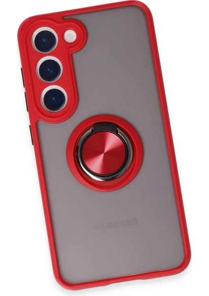 Samsung Galaxy S23 Kılıf Montreal Yüzüklü Silikon Kapak - Kırmızı Arbkd fırsatları