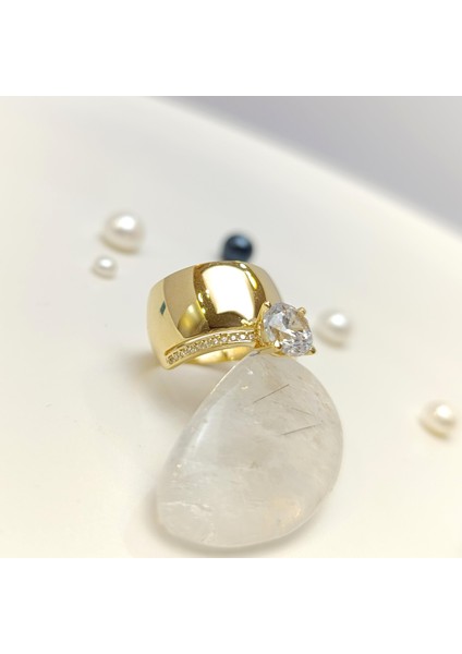 Bitişik Alyans Tek Taşlı Yüzük 14 Ayar Altın Hd Videolu