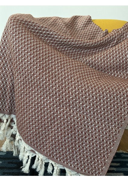 Ilmeki Armürlü Yatak Örtüsü / Pike / Koltuk Örtüsü – Düğüm Saçaklı – Yıkanmış Dokulu – 200X210 cm indirimleri