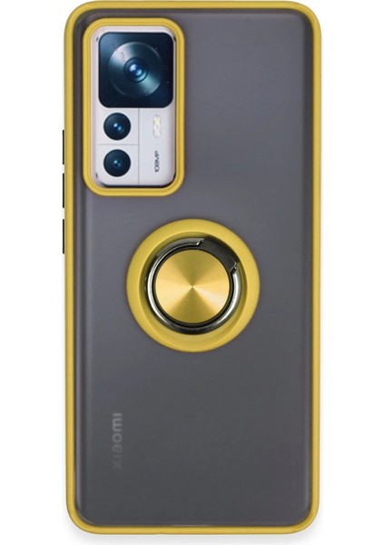 Xiaomi Mi 12T Pro Kılıf Montreal Yüzüklü Silikon Kapak - Sarı Arbkd