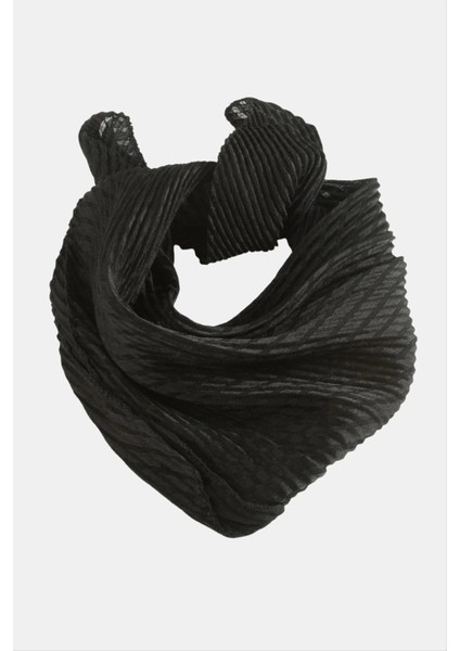 Zr Siyah Renkli Pliseli Fular 50 cm